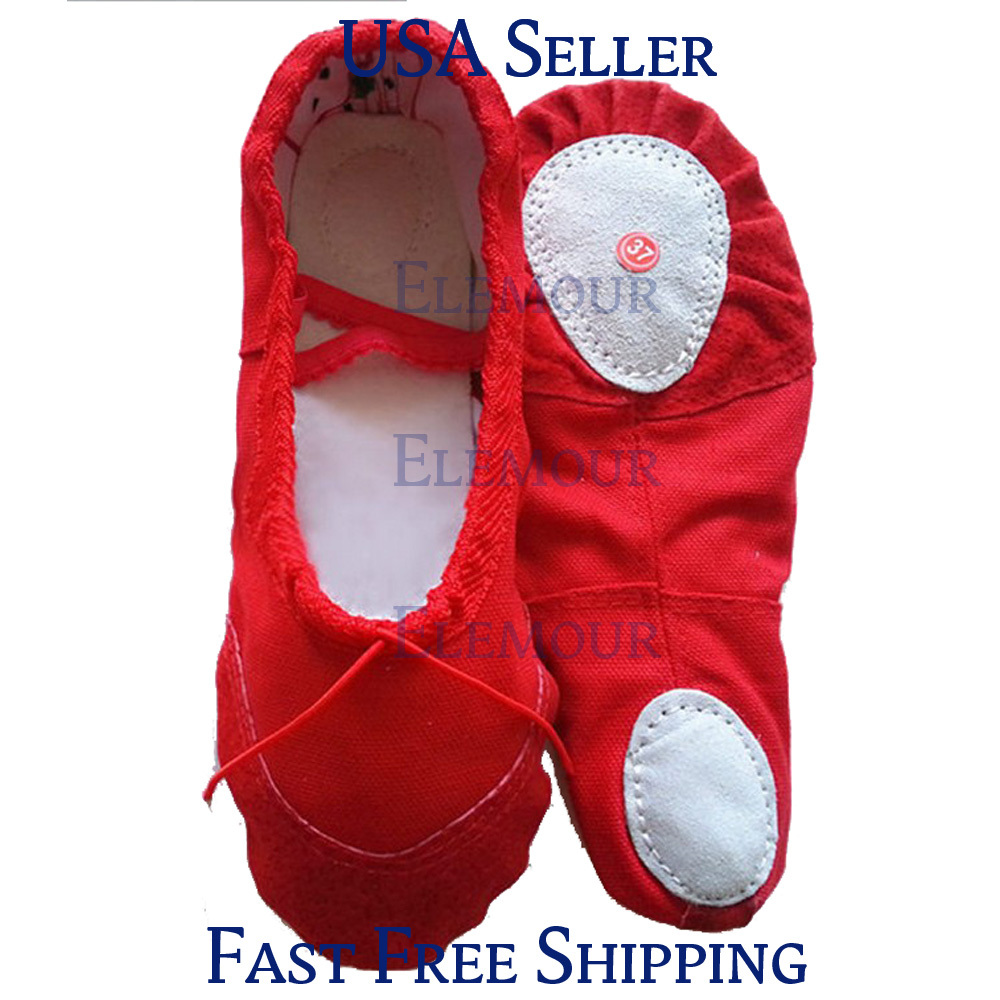Girls Womens Ballet Dance Shoes Fitness Gymnastics Shoes Canvas US Seller