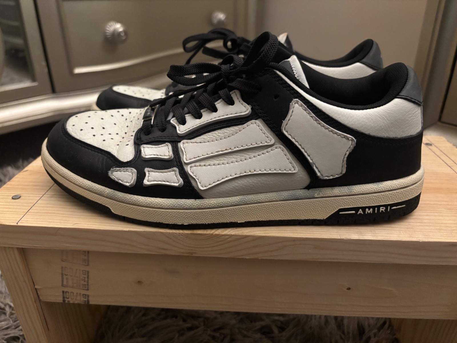 Men’s Amiri Skeleton Sneakers Black/White – Size 42/US 9