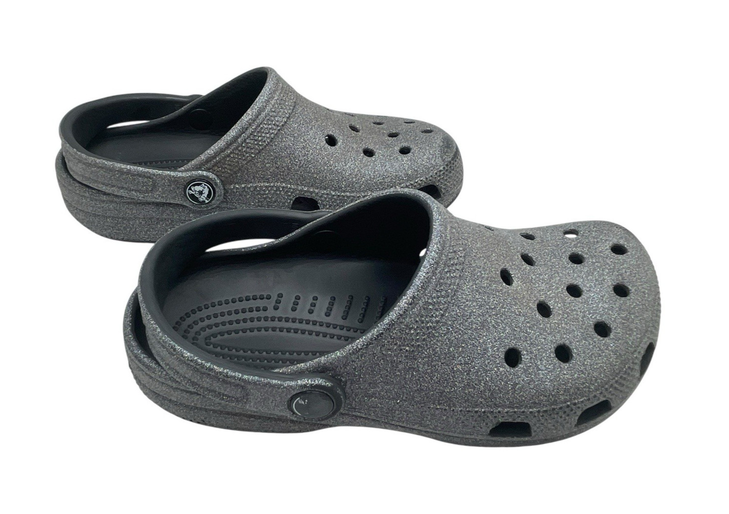 Crocs Classic Clogs Gray Black Glitter Comfort Slip On Shoes Size Men 4 Women 6