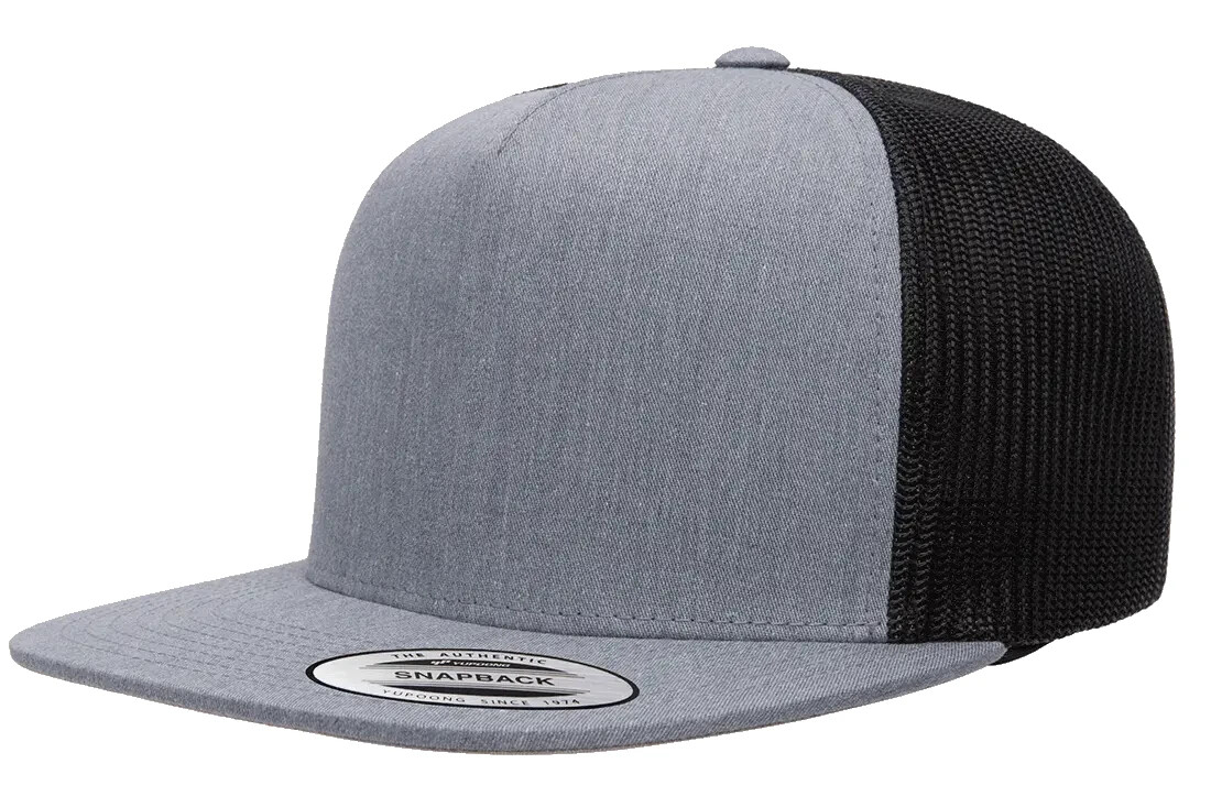 YP Classics Flat Bill Trucker Cap Yupoong Meshback Snapback Hat 6006 5-Panel
