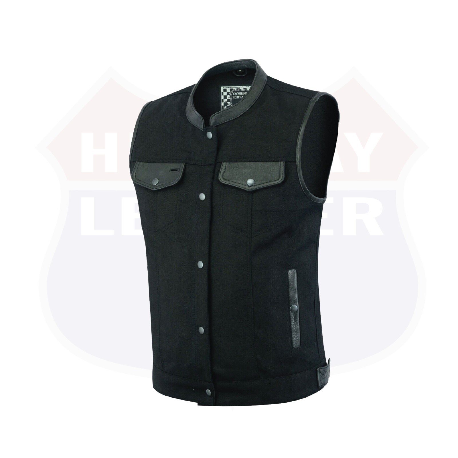 Biker Denim Club Style Anarchy Vest with Conceal Carry Gun Pocket SKU HL21689