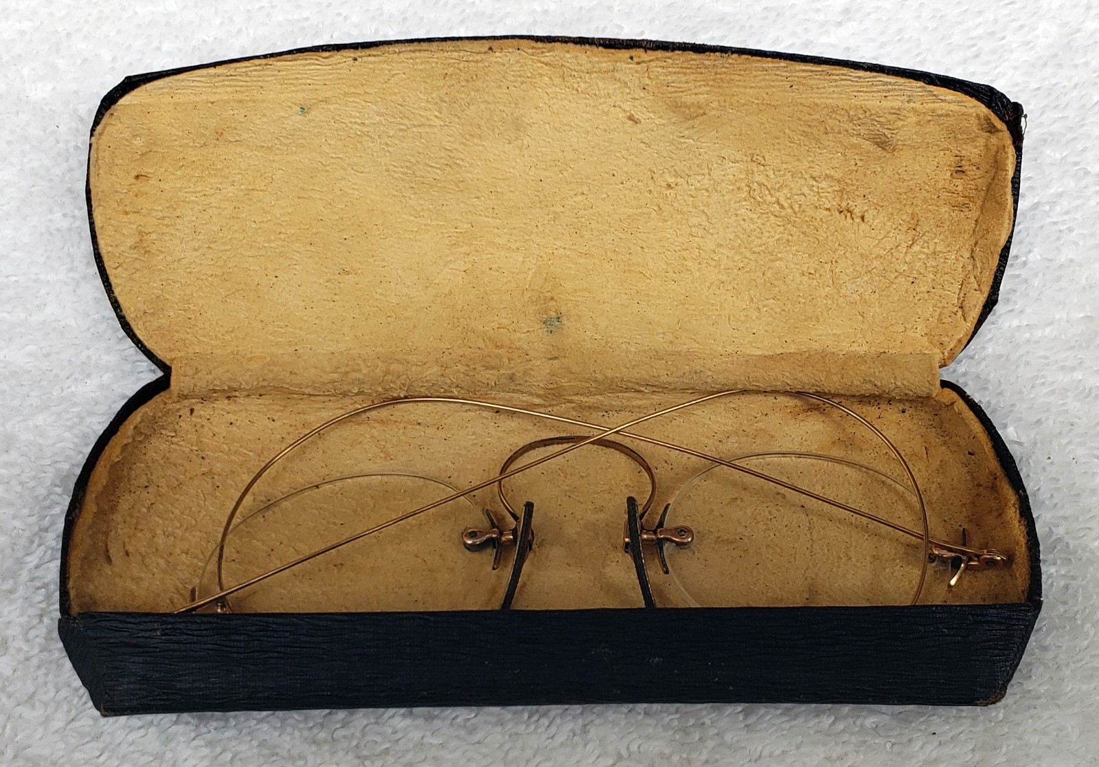 Antique Rimless Oval Glasses with Case