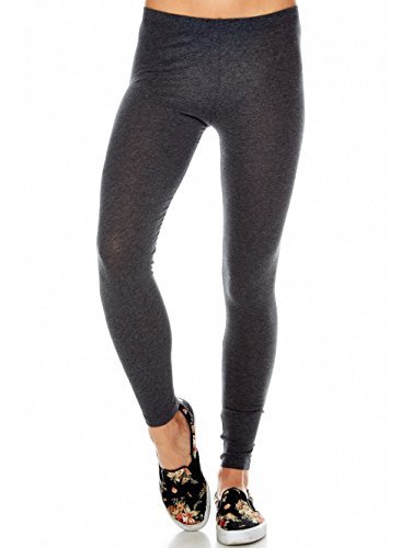 Plain Basic Solid Cotton Ankle Length Long Full Leggings Junior & Plus Size S-3X