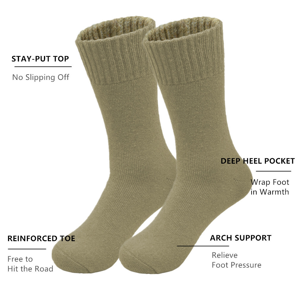 3-12 Pairs Mens Winter Merino Lambs Wool Warm Soft Thermal Crew Socks Size 10-13