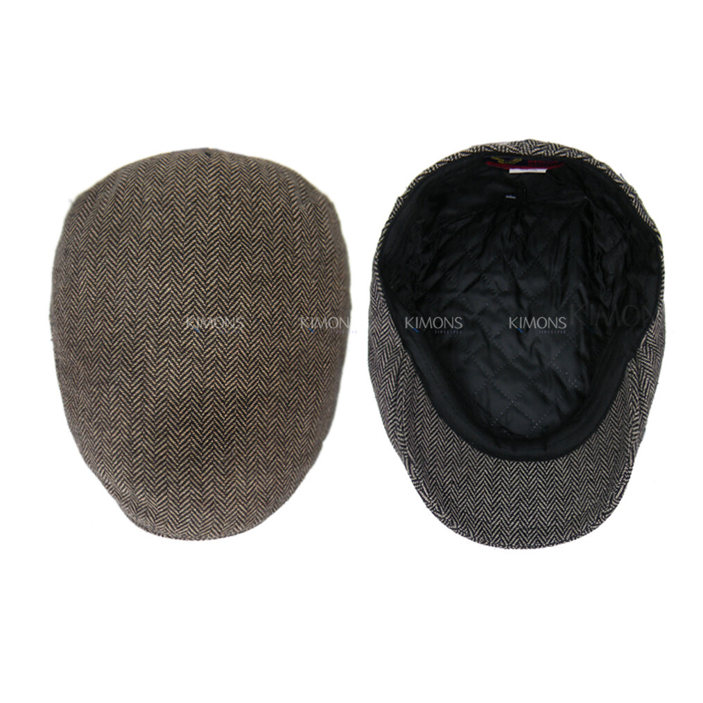 EM Herringbone Ivy Hat Wool Stripe Gatsby Cap Golf Driving Flat Cabbie Newsboy