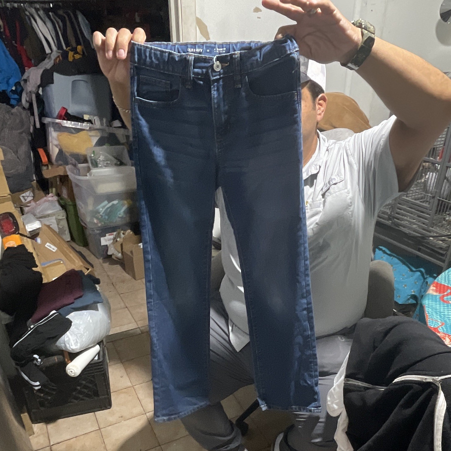 Old Navy Girls Straight Leg Jeans Size 12 Blue Dark Wash Denim Pockets