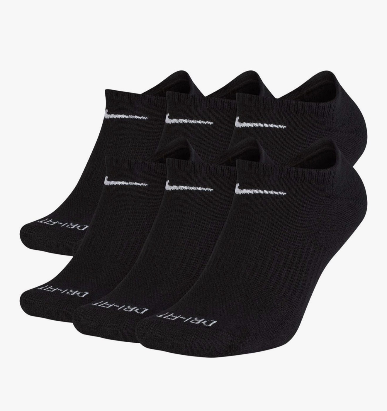 Nike Everyday Plus Cushion No Show Men’s Socks – Black, 6 Pack