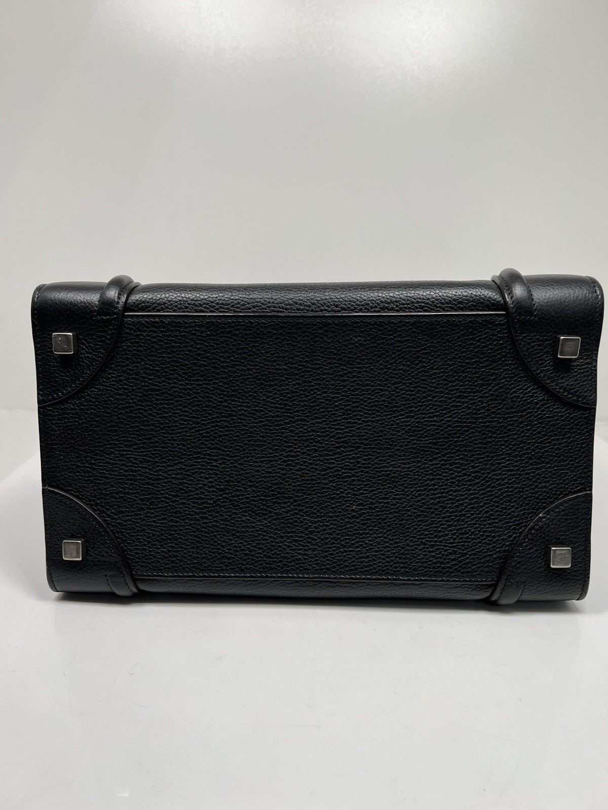 Authentic Celine Nano Luggage Tote in Black Leather with Gold Hardware