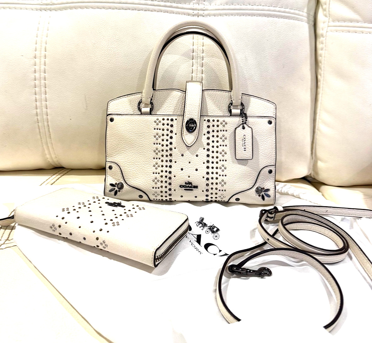 Coach Mercer Satchel 24 in Grain Leather with Bandana Rivets 55634 and Wallet.