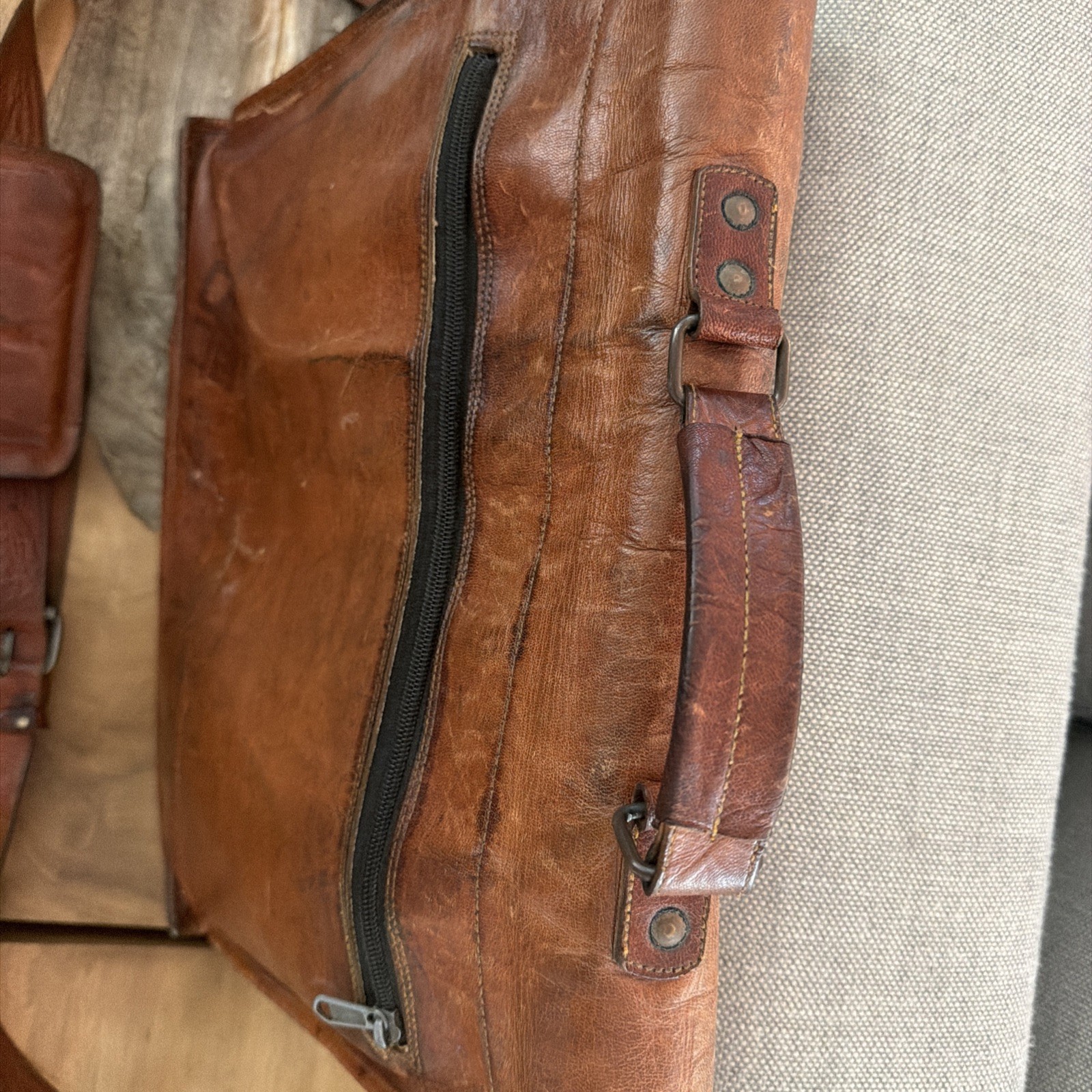 Vintage Genuine Leather Large Messenger Bag and Briefcase Purse Men Shoulder Bag