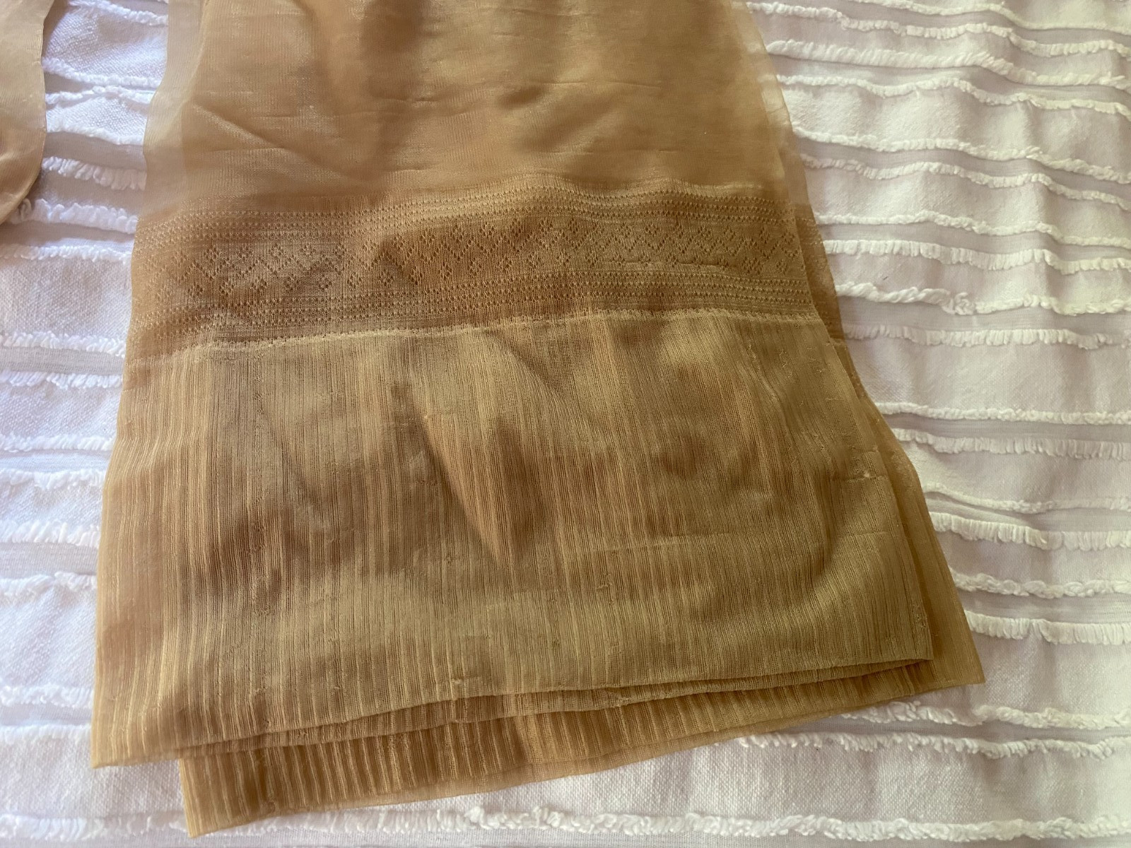 VINTAGE 1950s NUDE SHEER Toe Ribbed Thigh-High Stockings Pantihose 15 Denier
