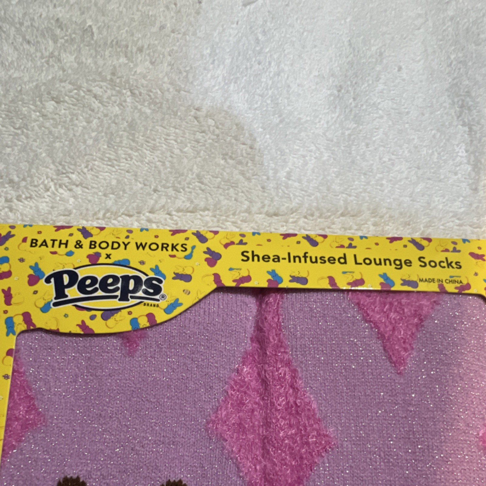 Bath & Body Works x Peeps Shea-Infused Non-Slip Lounge Socks Pink Bunny One Size