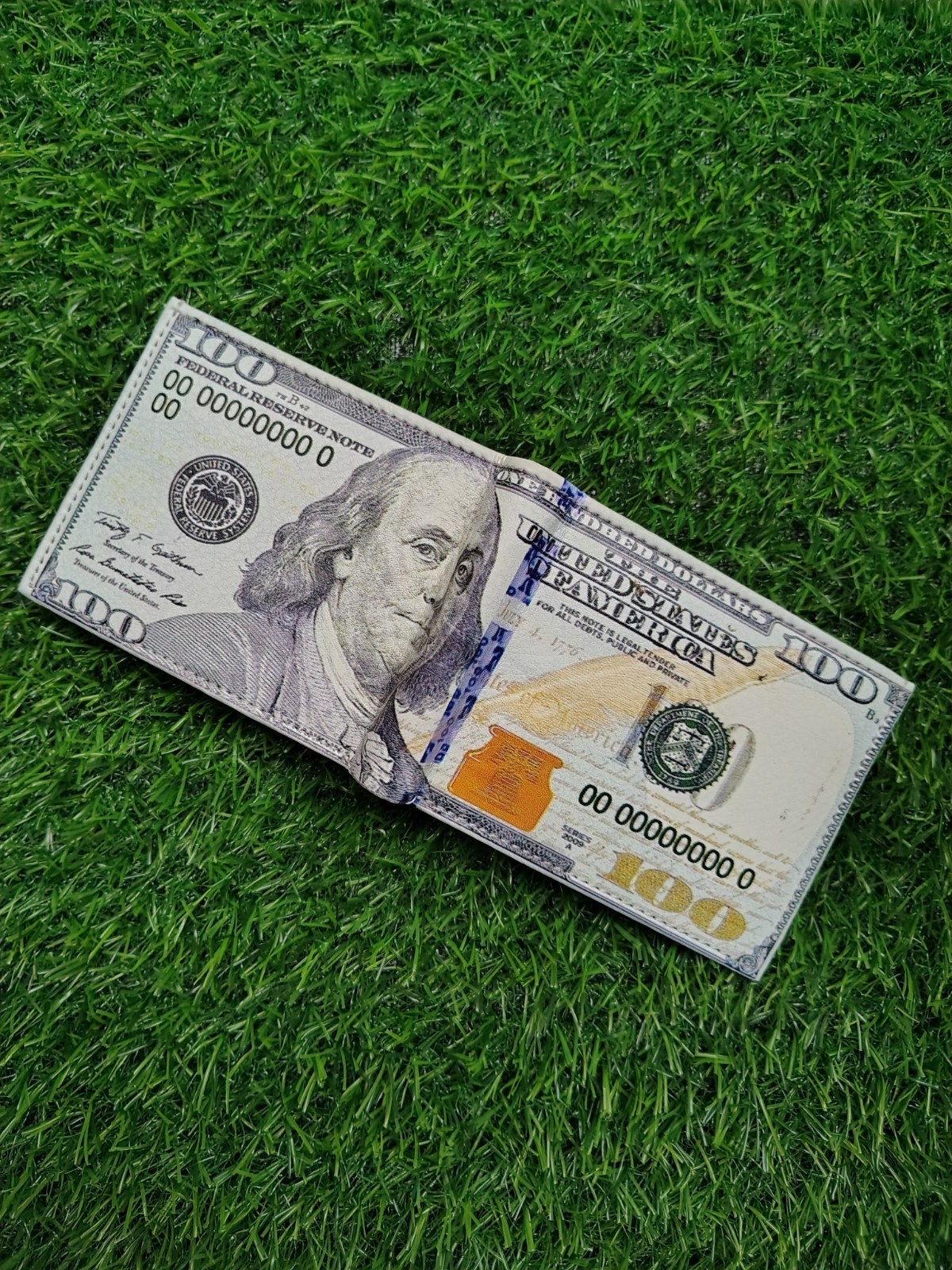 USA $100 One Hundred Dollar Print Men’s Leather Bifold Novelty Wallet