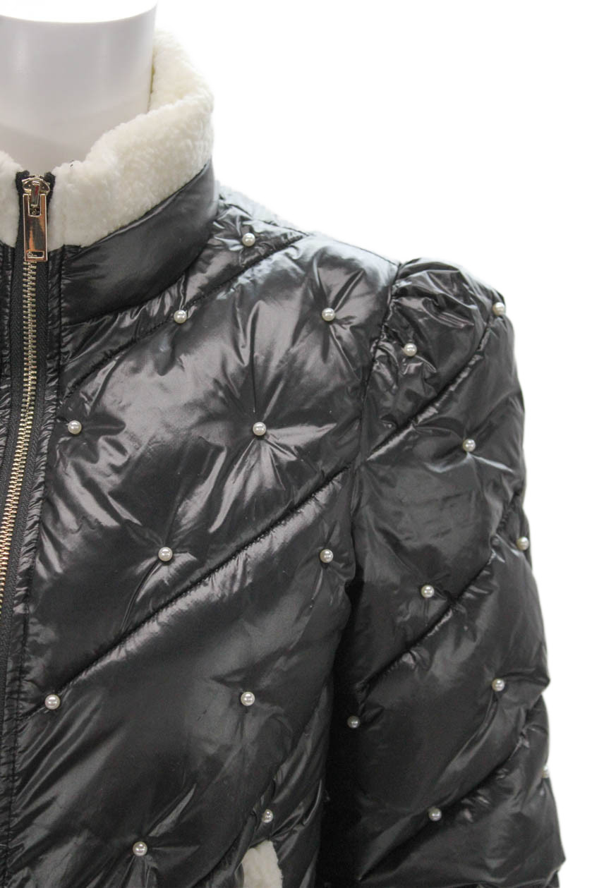 Generation Love Womens Black Quilted Nylon Puffer Jacket Long Sleeve Size XS