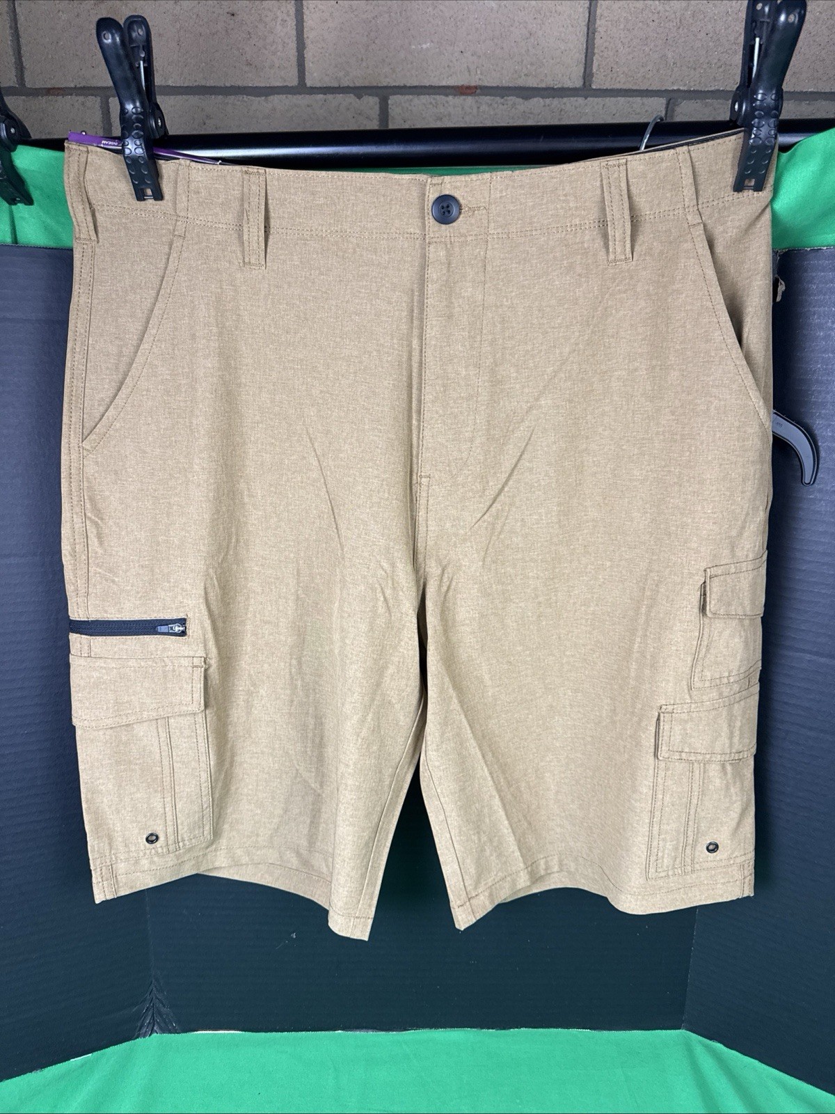 Iron Co Men’s Stretch Tech Short Size 34 Camel