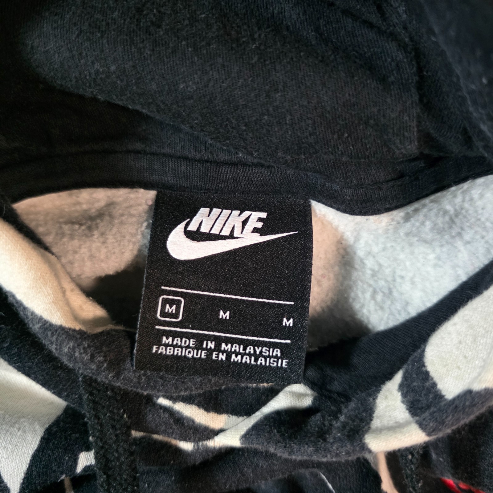 Men’s Nike All Over Print Pullover Hoodie Black/White Medium