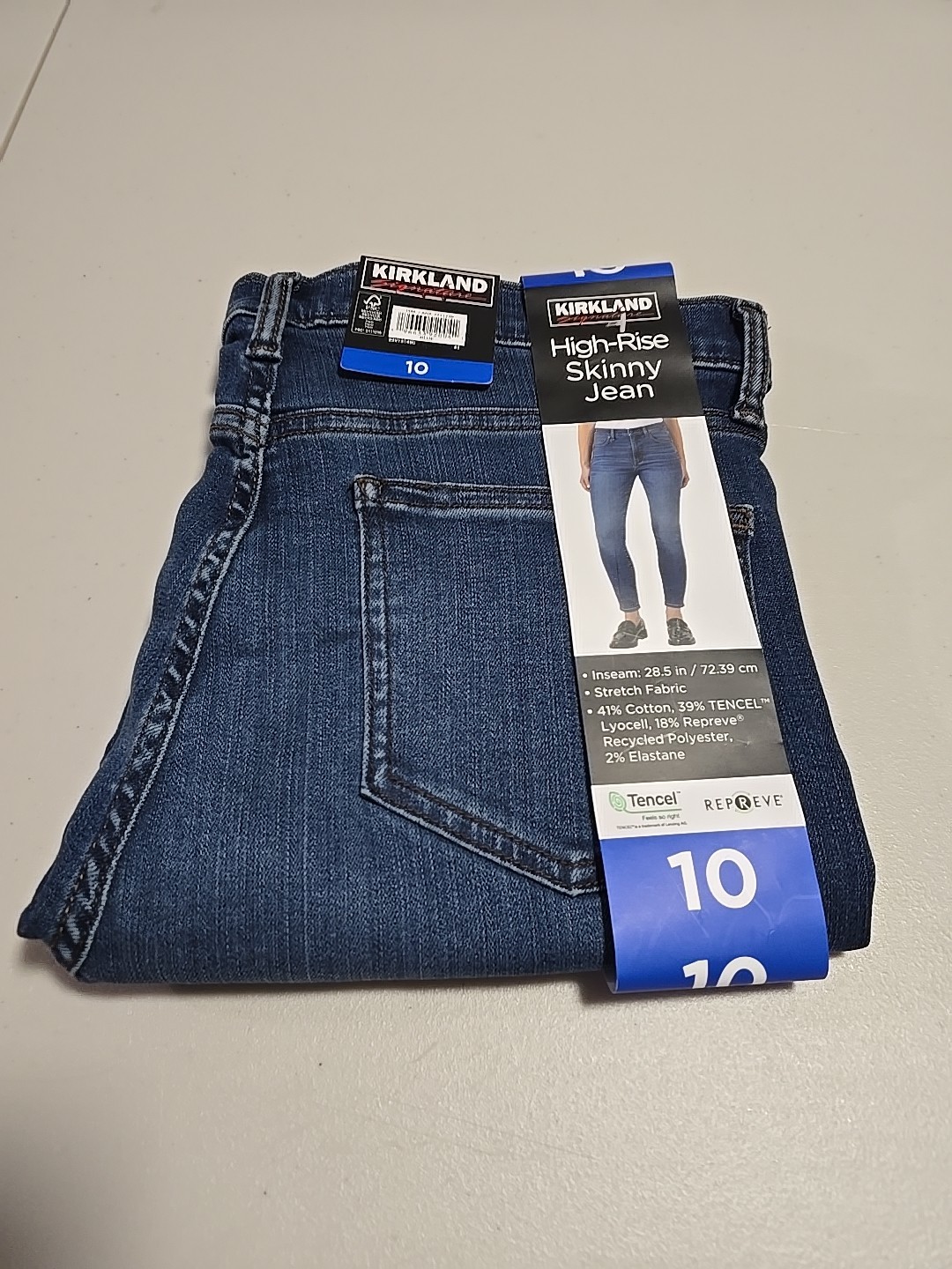 Kirkland Signature Women’s High-Rise Skinny Jeans, Blue, Size 10