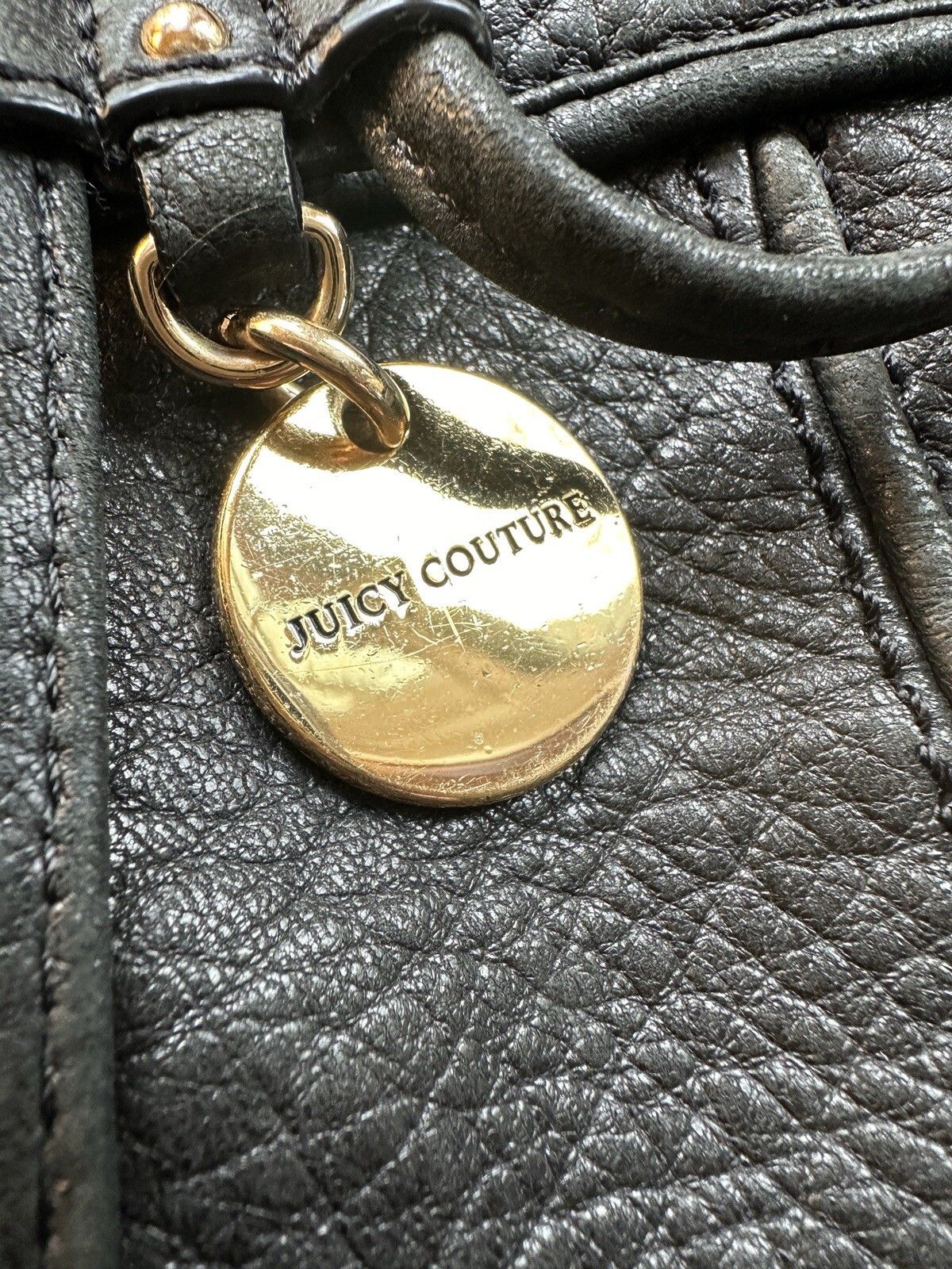 Iconic Y2K JUICY COUTURE Black LEATHER CROSSBODY SHOULDER BAG PURSE