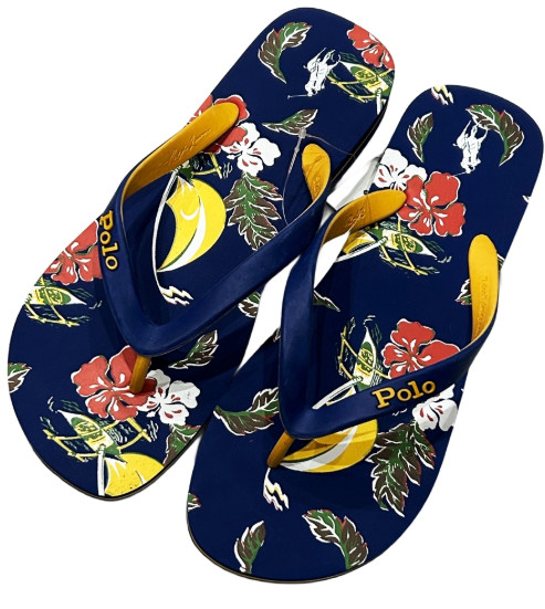 NWT POLO Ralph Lauren TROPICAL VIBE FLIP FLOPS Beach Cruise Play MULTI Mens 9-13