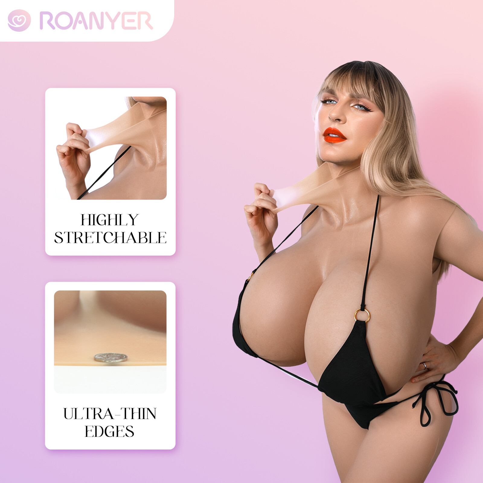 Roanyer Silicone Breast Form Fake Boobs Breastplate C-Z Cup for Crossdresser DQ