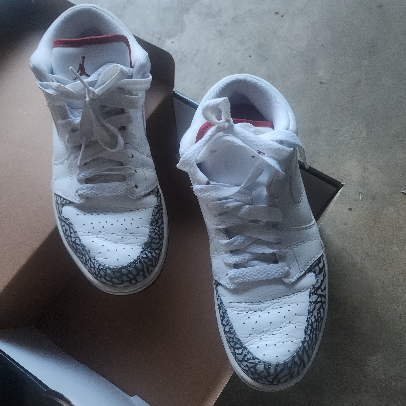 RARE 2008 Air Jordan 1 Phat Low ‘White Cement’ – Size 10.5 -( 350571 161 )