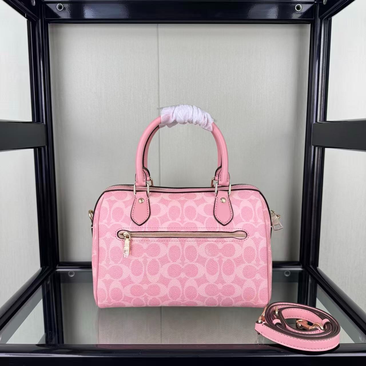 COACH Roan Satchel Bag Signature Canvas Powder Pink CV961 Outlet NEW