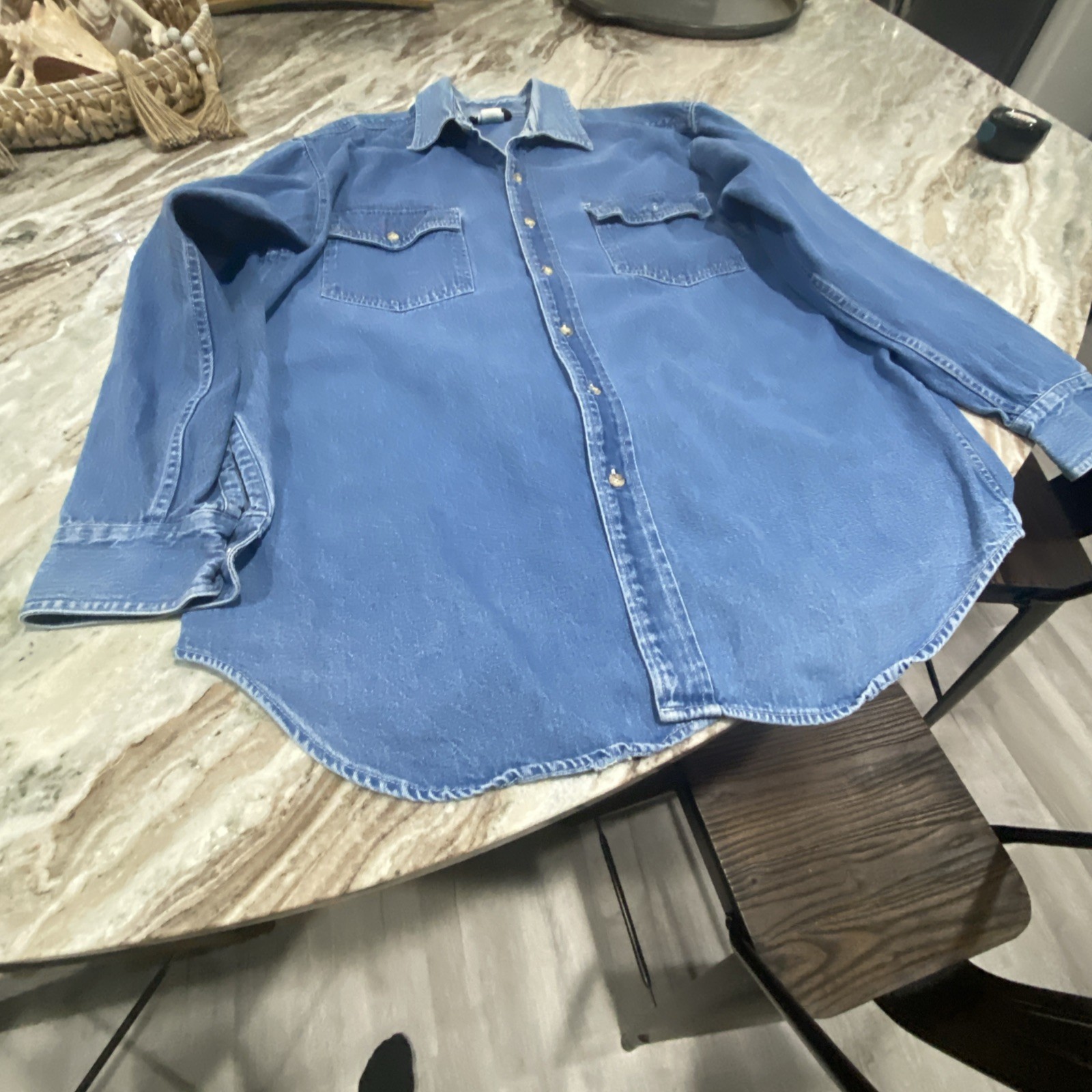 Embossed Eagle Authentic Prime Union Wear U.S.A. Denim Shirt Vintage Sz XL