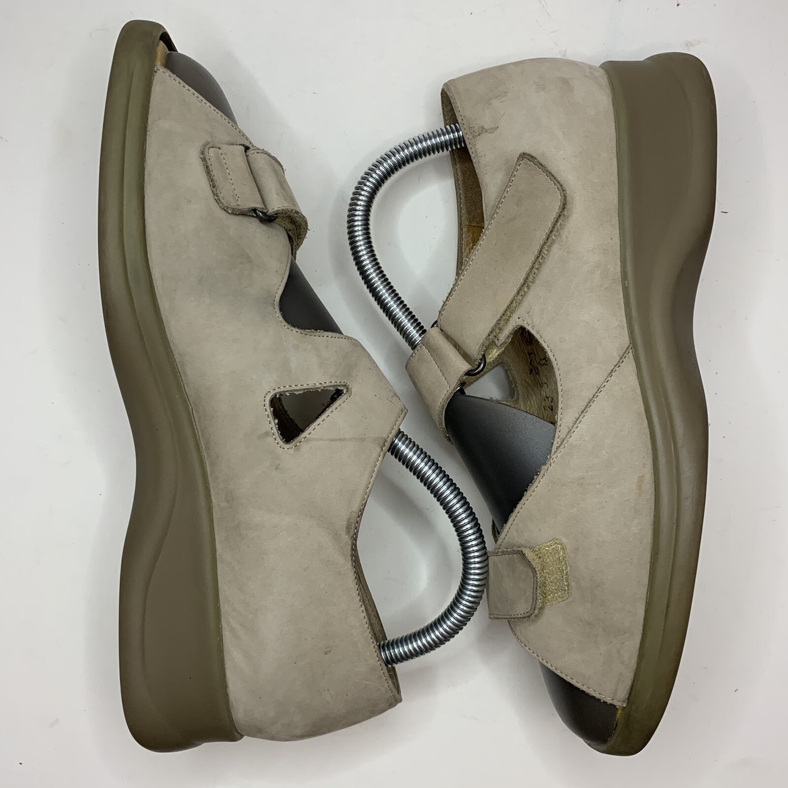 Fits By Theresia M Nubuck Leather Wedge Sandals Genua Two Strap 5.5 Women’s