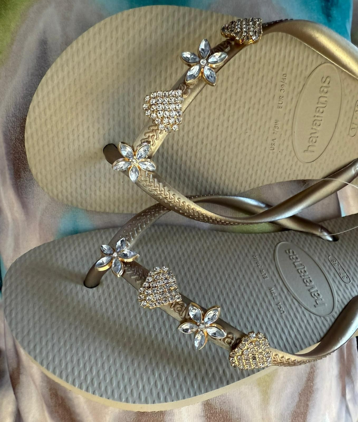 Original Havaianas Flip Flops Women Slim with Flowers and Personalized Charm