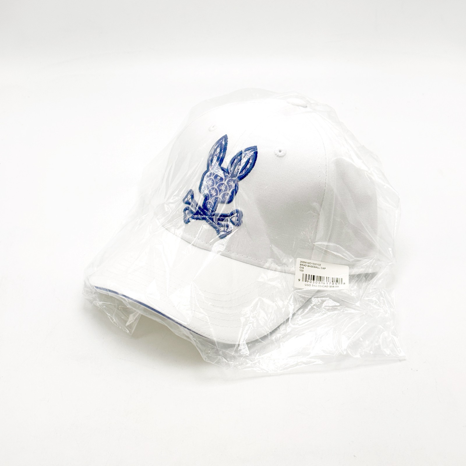 *NEW* Men Psycho Bunny Brad Embroidered Logo Baseball Cap WHITE (MO1500102 100)