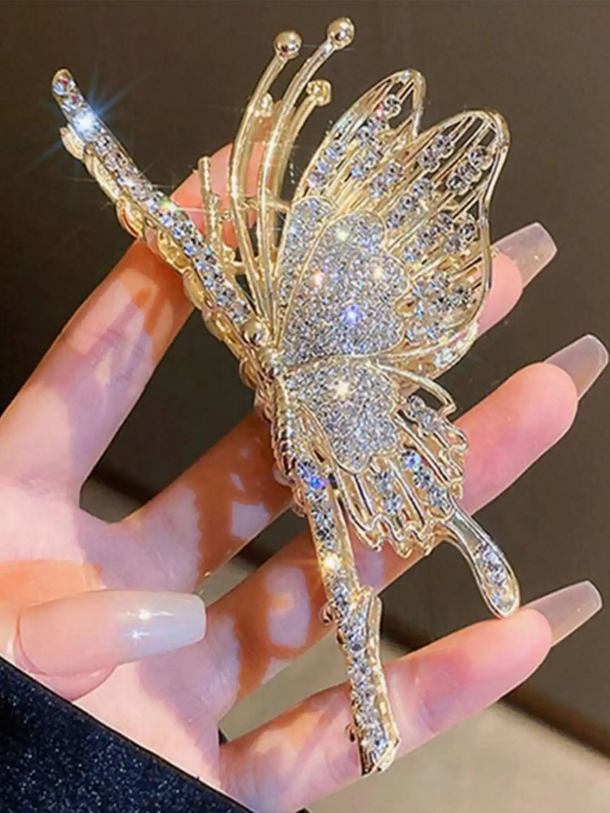 1 Pcs Fashion Exquisite Fashionable Hollow Out Full Giamond Butterfly Hair Claws