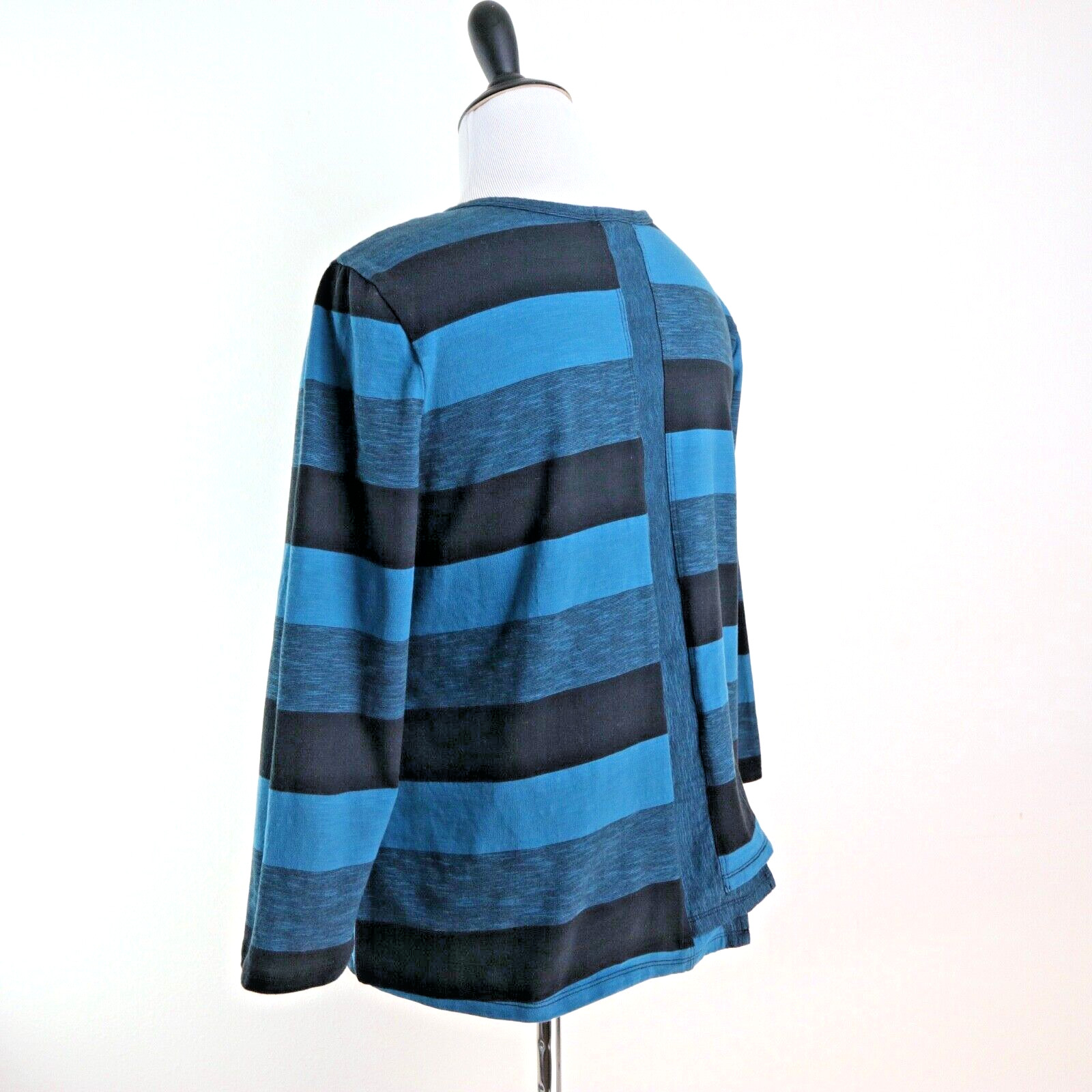 Habitat Size M Stripe Asymmetrical Hem Tee Jersey Blue Black
