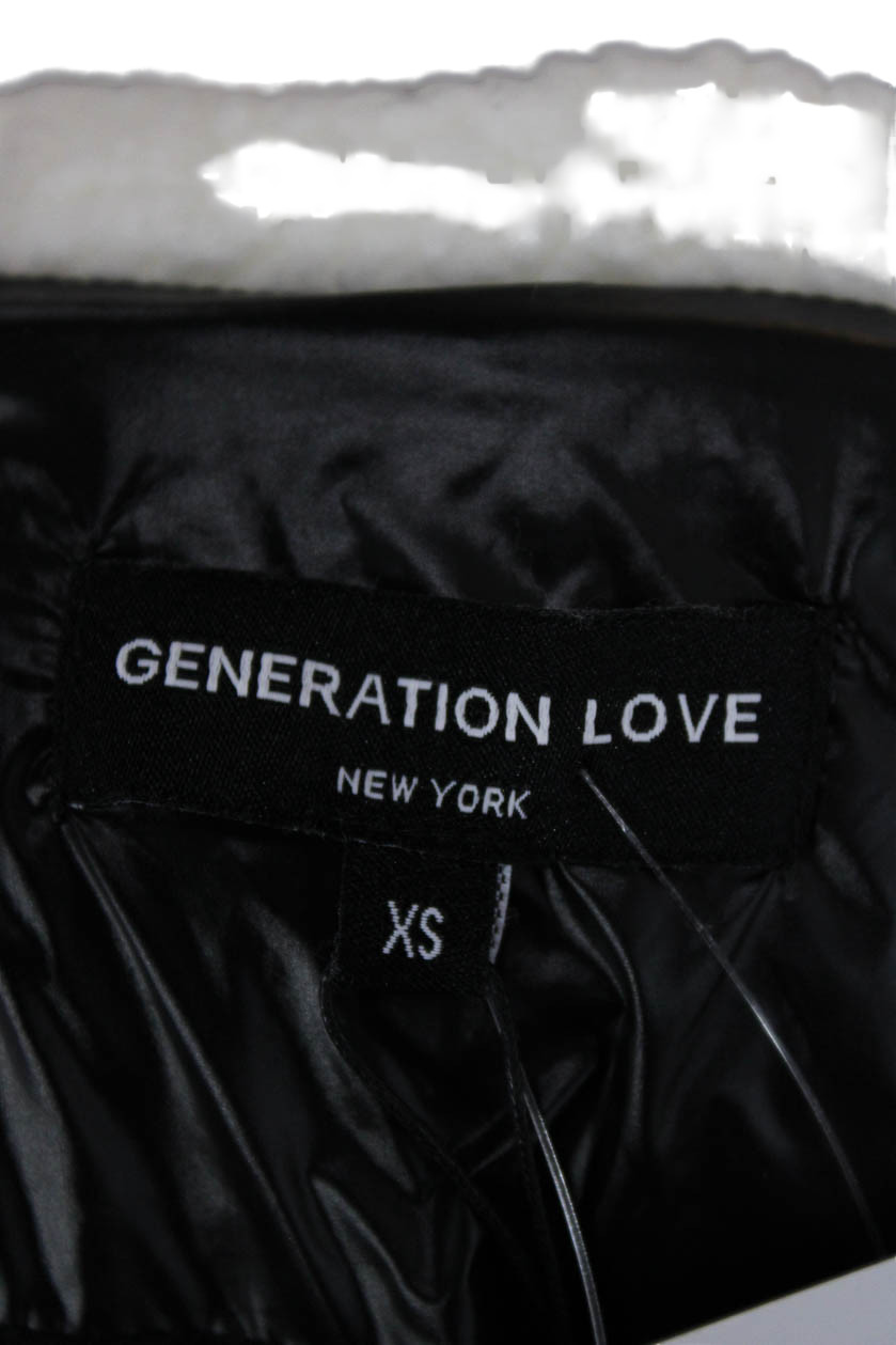 Generation Love Womens Black Quilted Nylon Puffer Jacket Long Sleeve Size XS