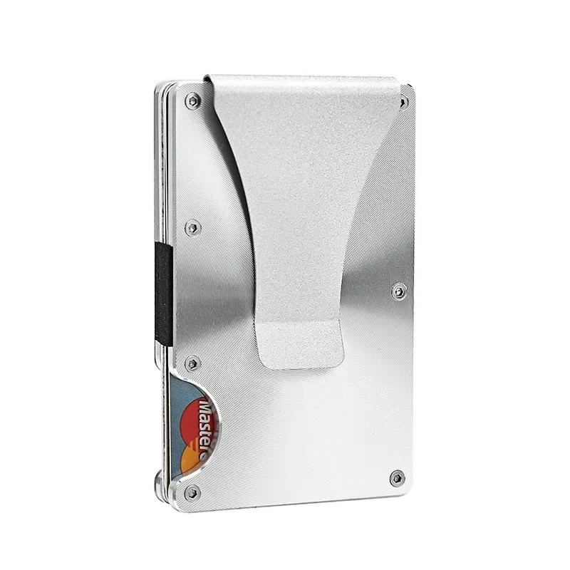Ridge Style Titanium RFID Blocking Wallet Slim Metal Wallet with Cash Strap Clip