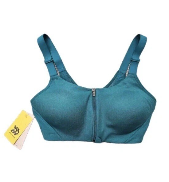 44D All in Motion Womens High Support Sculpt Zip-Front Mesh Crossback Sports Bra