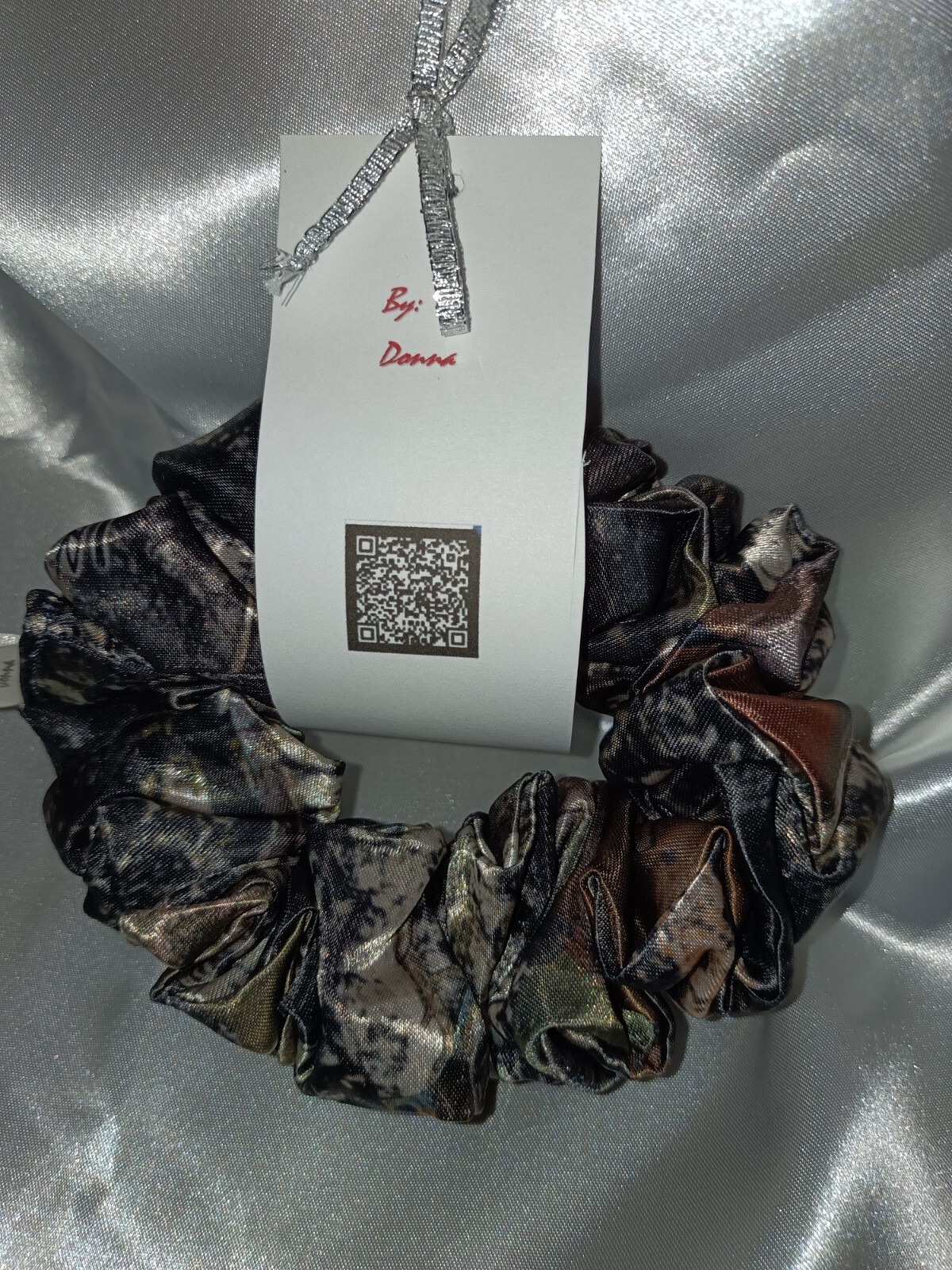 Handmade Women’s Scrunchies size L True Timber Camo Satin Fabric New