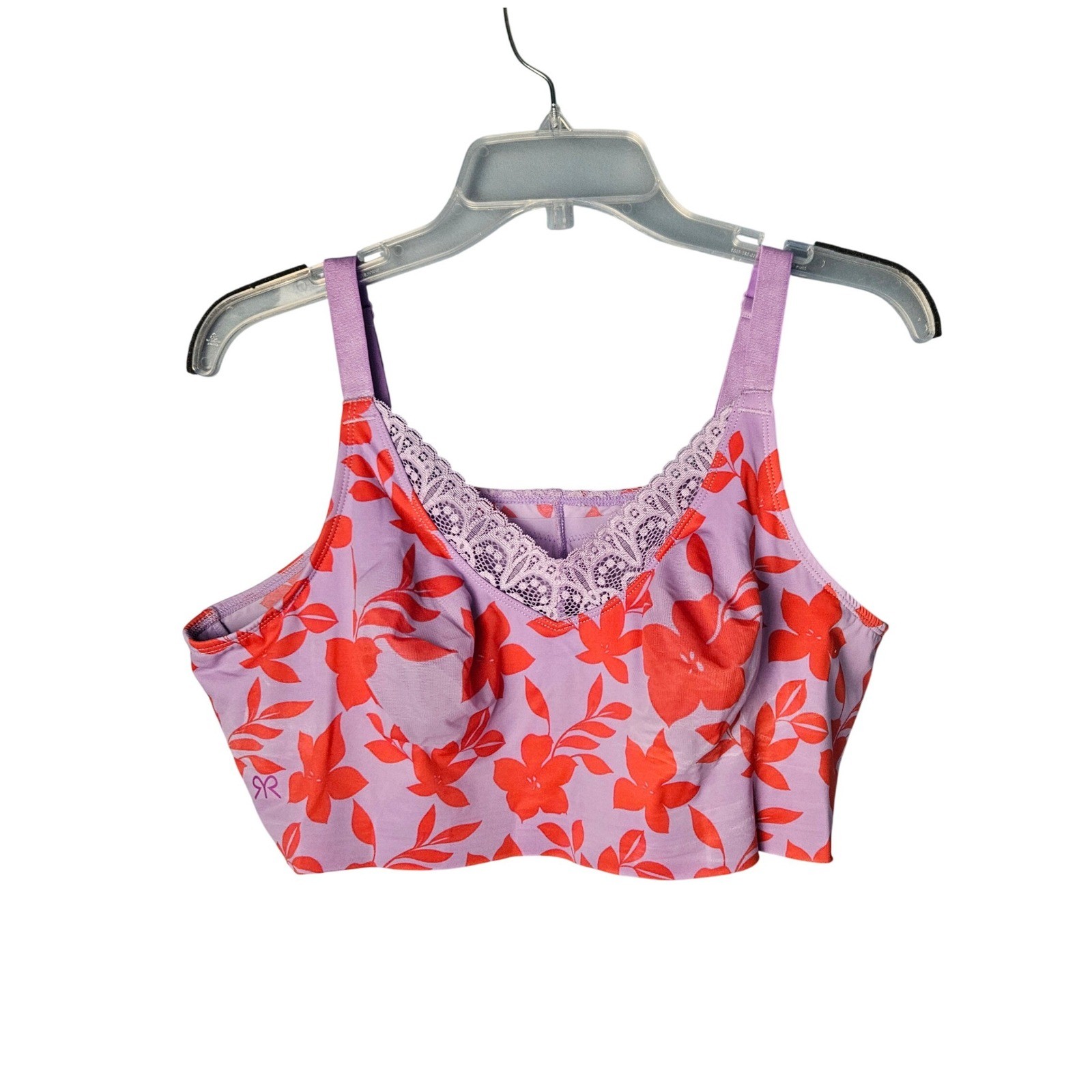 Ruby Ribbon Demiette Pink Purple Floral Print Size 42 Bra Wireless