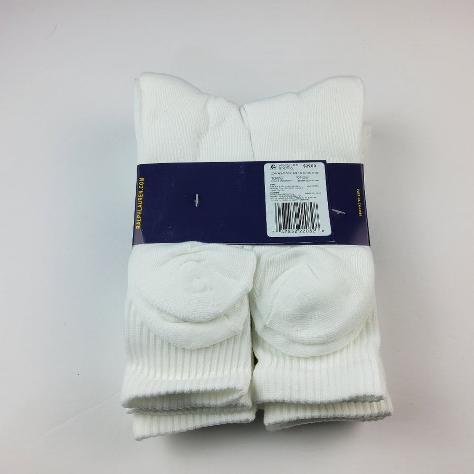 Polo Ralph Lauren Men’s 6pk Crew Socks White Size 10-13
