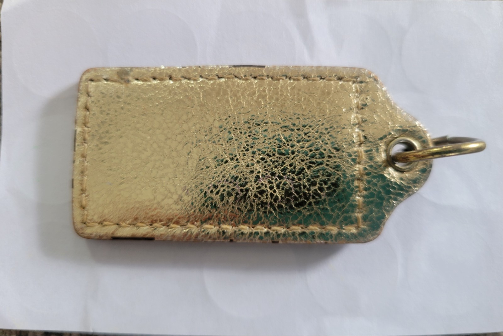 Coach Metallic Gold Leather Goldstone Hardware Hangtag Keychain Bag Charm
