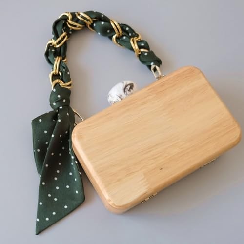Elegant Purse Chain Strap with Silk Scarf 30cm/11.81″ Purse Handle Strap Green