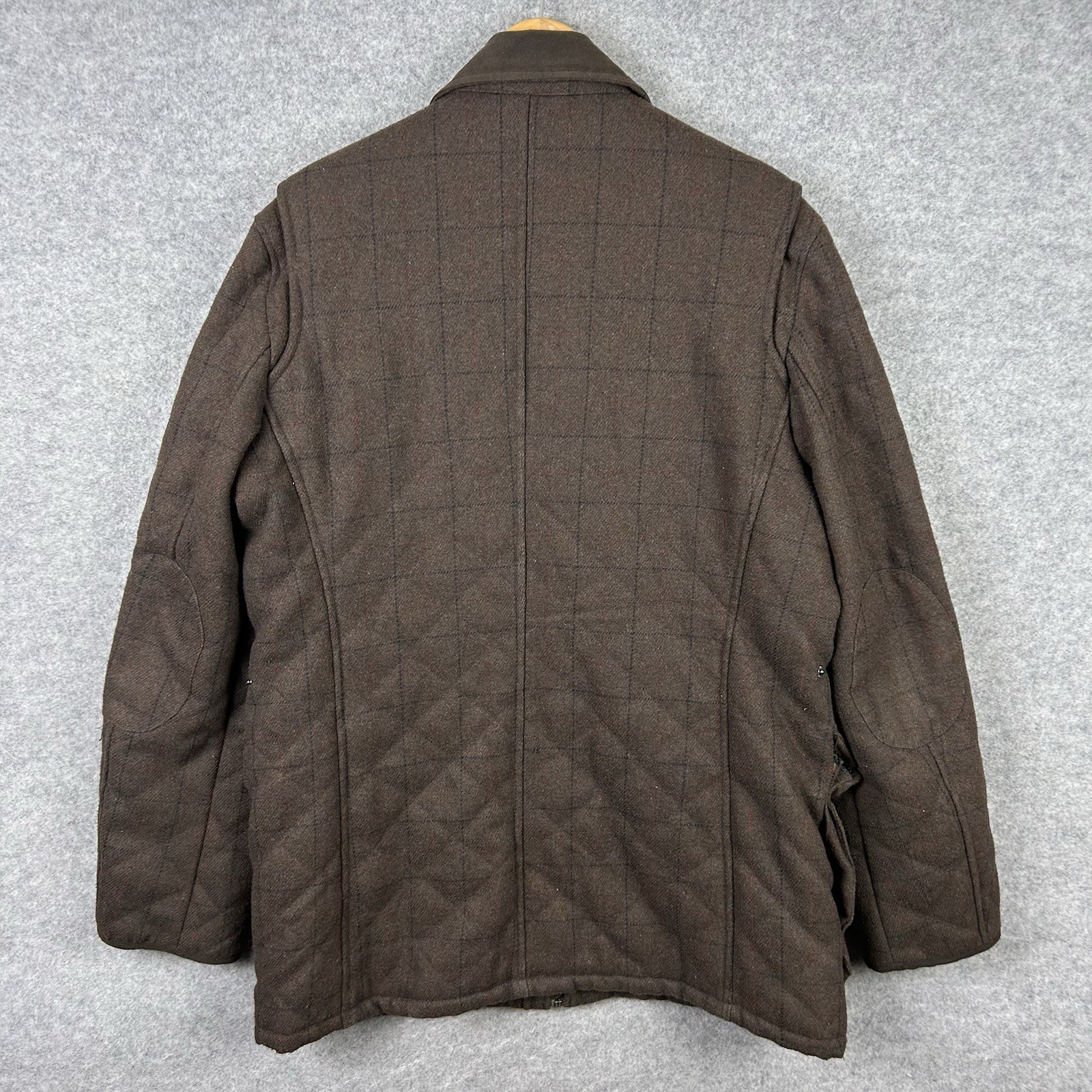 Savile Row Company Tweed Coat Mens XL Brown Overcoat Jacket Wool Blend Zip