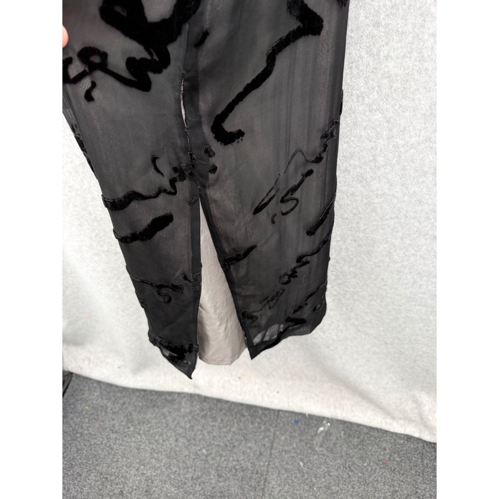 Simone Chin-Chin Dress Women M Black Calligraphy Devore Silk Burnout Avant Garde