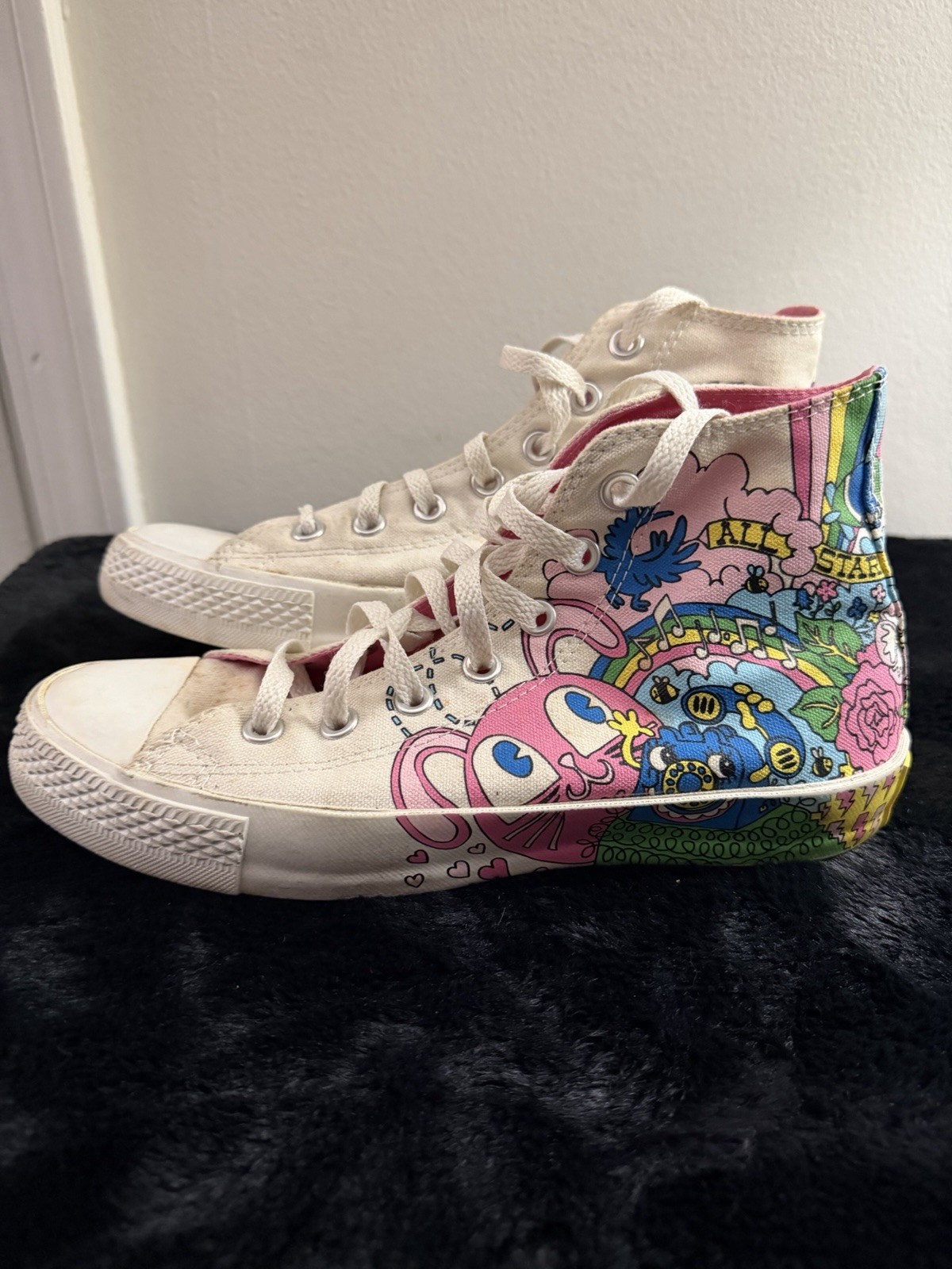 Converse Notebook Print Doodle Graffiti White Chuck Taylor All Star Hi Top W8/M6