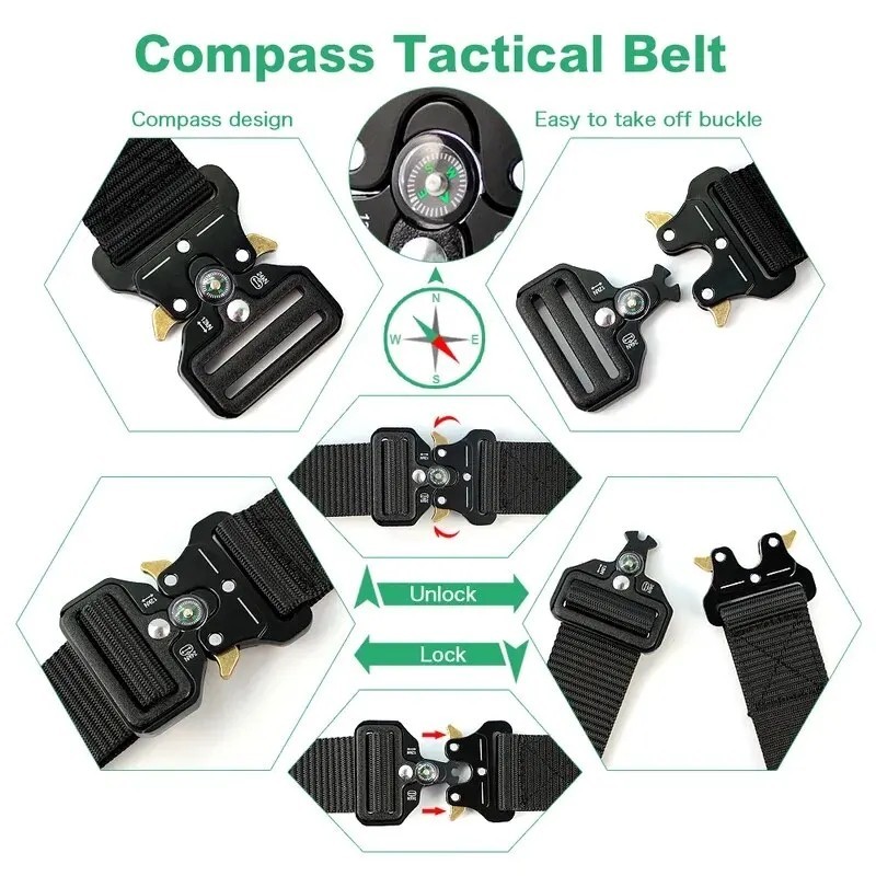 MEN Casual Military Tactical Army Adjustable Quick Release Belts Pants Waistband