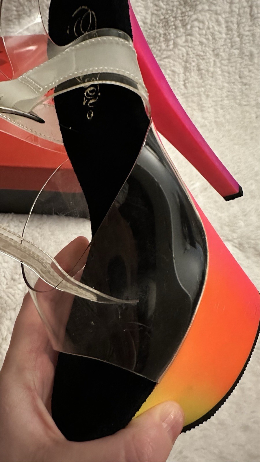 Pleaser Women’s Platform Stiletto Heels Rainbow Pole Dancing Size 7