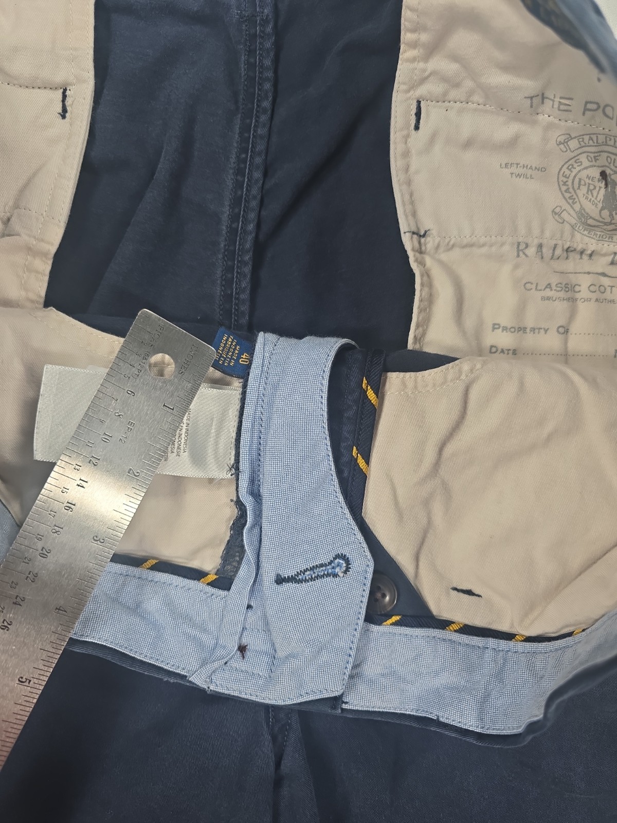 POLO RALPH LAUREN Stretch Classic Fit Left Hand Twill Navy Shorts Faded Size 40