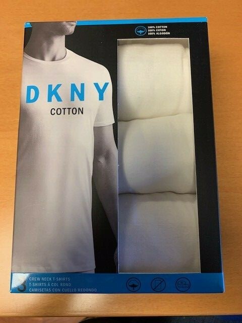 NEW-MEN’S DKNY 3PK CREW NECK T-SHIRT, WHITE, SM,MED or LARGE #3205543401 $38.00