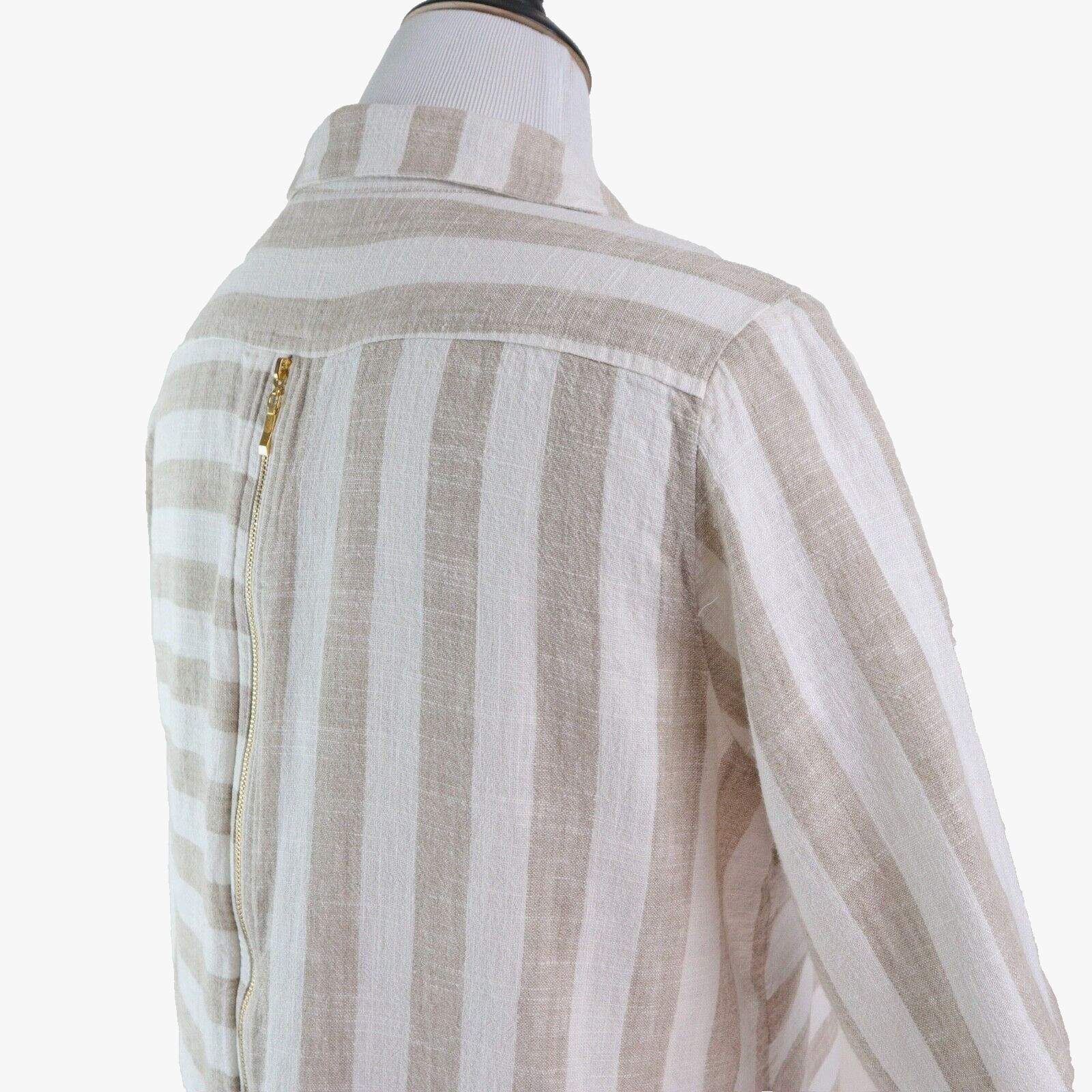 Soft Surroundings Size L Camina Linen Blend Tunic Stripe Cream Brown