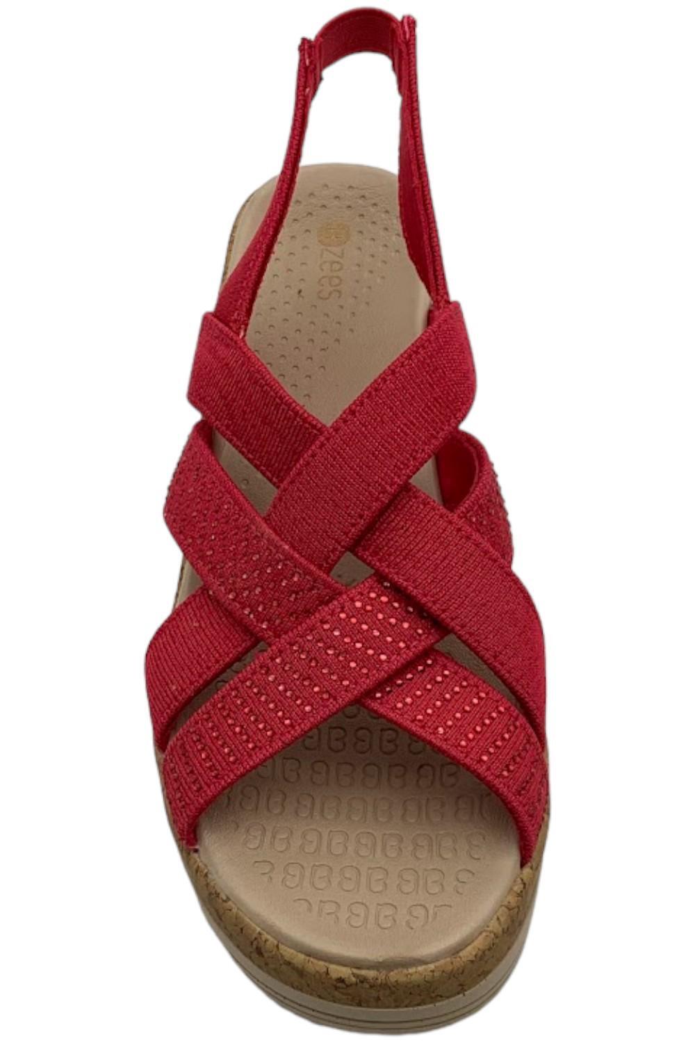 Bzees Ritz Sparkle Machine Washable Cork Wedge Sandal Viva Magenta