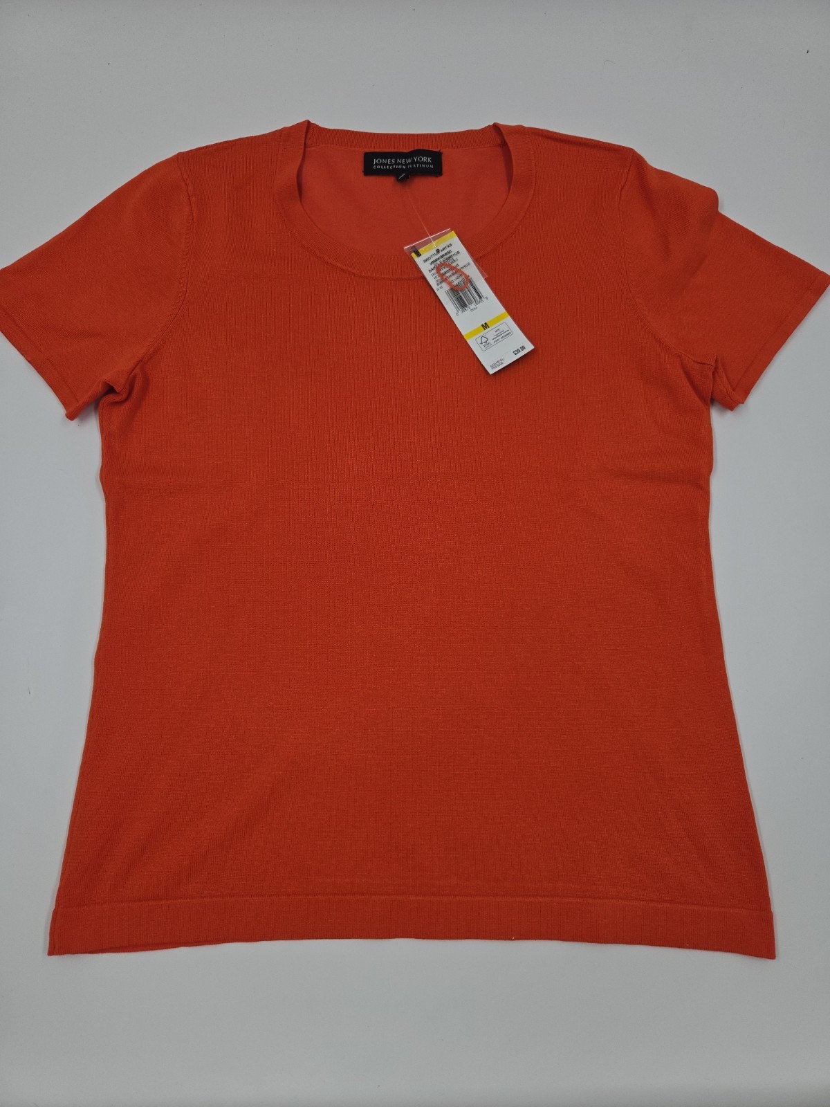 Jones New York Platinum Crew Neck Orange Womens Tee